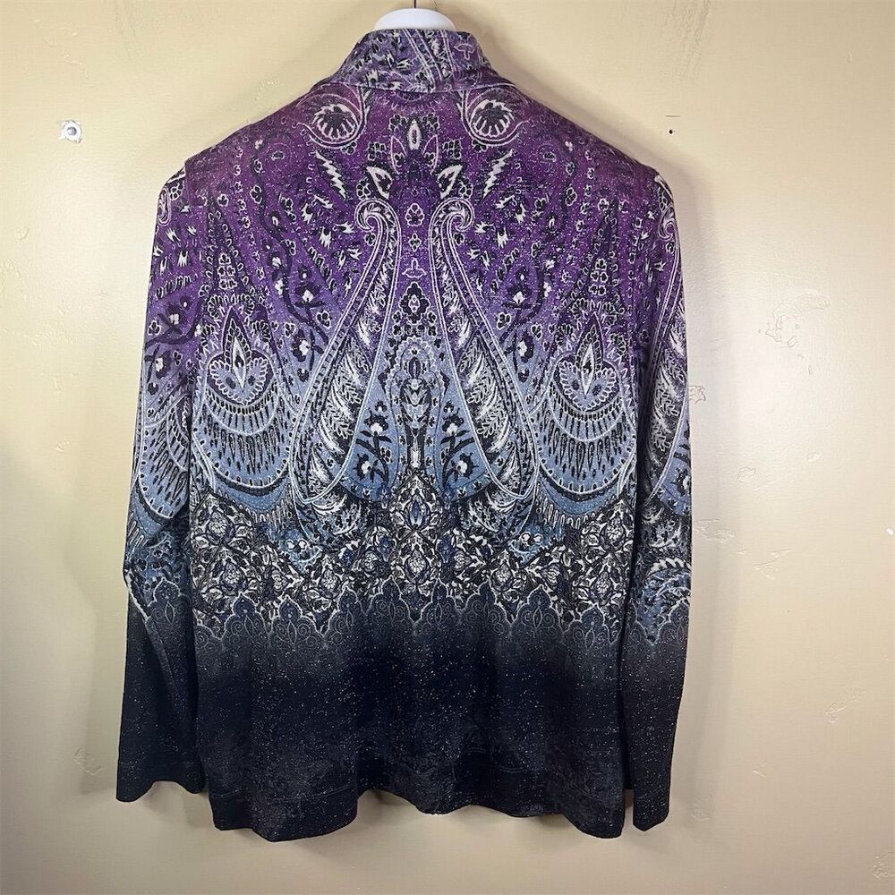 Chico's Zenergy Women's Paisley Print Jacket Size Large (16-18) Boho Full Zip - Picture 8 of 9